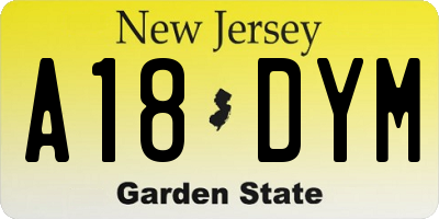 NJ license plate A18DYM