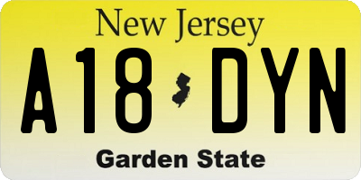 NJ license plate A18DYN