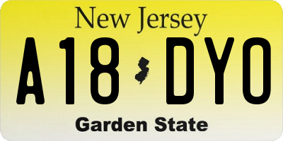 NJ license plate A18DYO