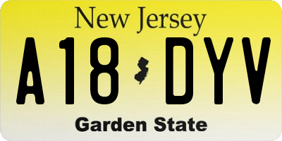 NJ license plate A18DYV