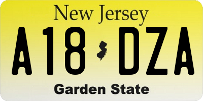 NJ license plate A18DZA