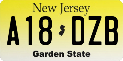 NJ license plate A18DZB