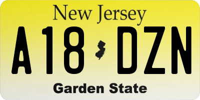 NJ license plate A18DZN