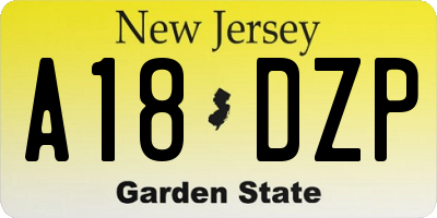 NJ license plate A18DZP