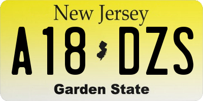 NJ license plate A18DZS