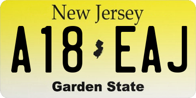 NJ license plate A18EAJ