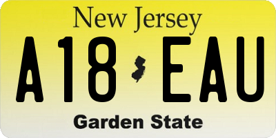 NJ license plate A18EAU