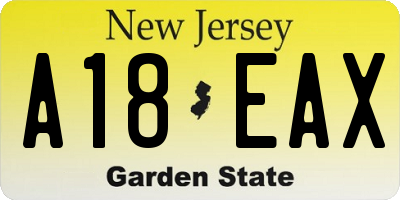 NJ license plate A18EAX