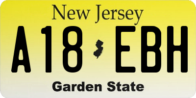 NJ license plate A18EBH