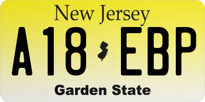 NJ license plate A18EBP