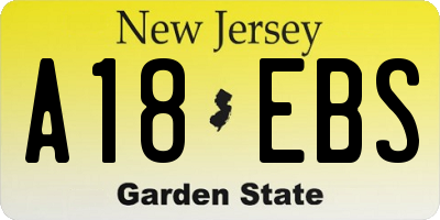 NJ license plate A18EBS