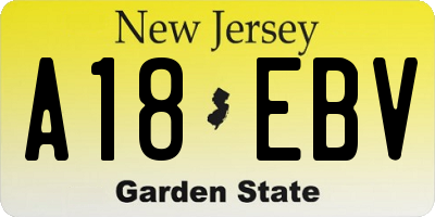 NJ license plate A18EBV