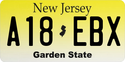NJ license plate A18EBX