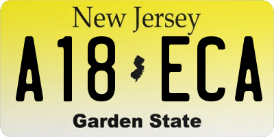 NJ license plate A18ECA