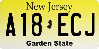 NJ license plate A18ECJ