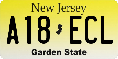 NJ license plate A18ECL