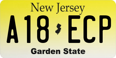 NJ license plate A18ECP