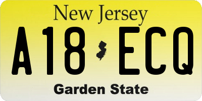 NJ license plate A18ECQ