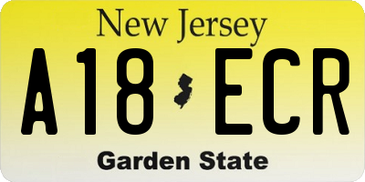 NJ license plate A18ECR