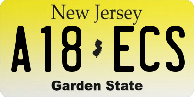 NJ license plate A18ECS