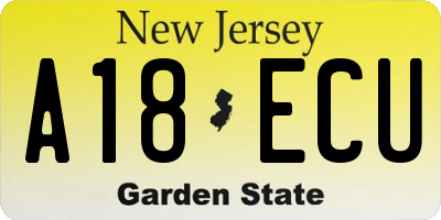 NJ license plate A18ECU