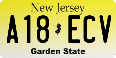 NJ license plate A18ECV