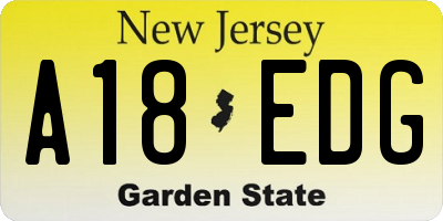 NJ license plate A18EDG