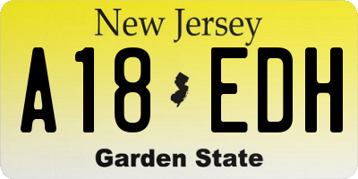 NJ license plate A18EDH
