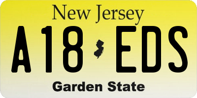 NJ license plate A18EDS