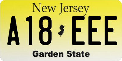 NJ license plate A18EEE