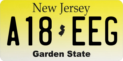NJ license plate A18EEG