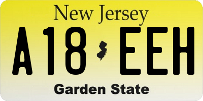 NJ license plate A18EEH