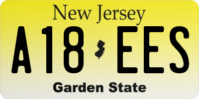 NJ license plate A18EES