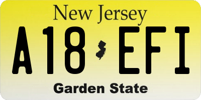 NJ license plate A18EFI