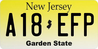 NJ license plate A18EFP
