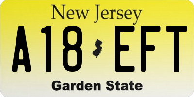 NJ license plate A18EFT