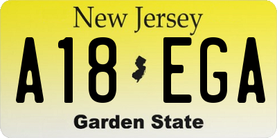 NJ license plate A18EGA