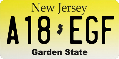 NJ license plate A18EGF