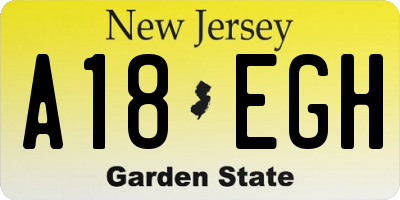 NJ license plate A18EGH