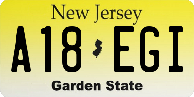 NJ license plate A18EGI