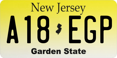 NJ license plate A18EGP