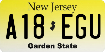 NJ license plate A18EGU