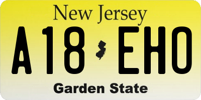 NJ license plate A18EHO