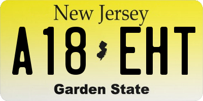 NJ license plate A18EHT