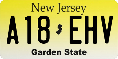NJ license plate A18EHV