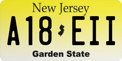 NJ license plate A18EII