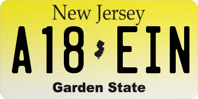 NJ license plate A18EIN