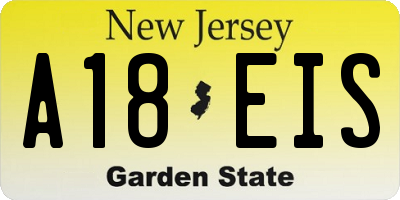 NJ license plate A18EIS