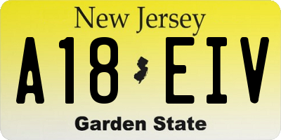NJ license plate A18EIV