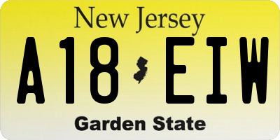 NJ license plate A18EIW